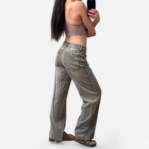 High-Rise Wide Leg Jeans in Washed Gray